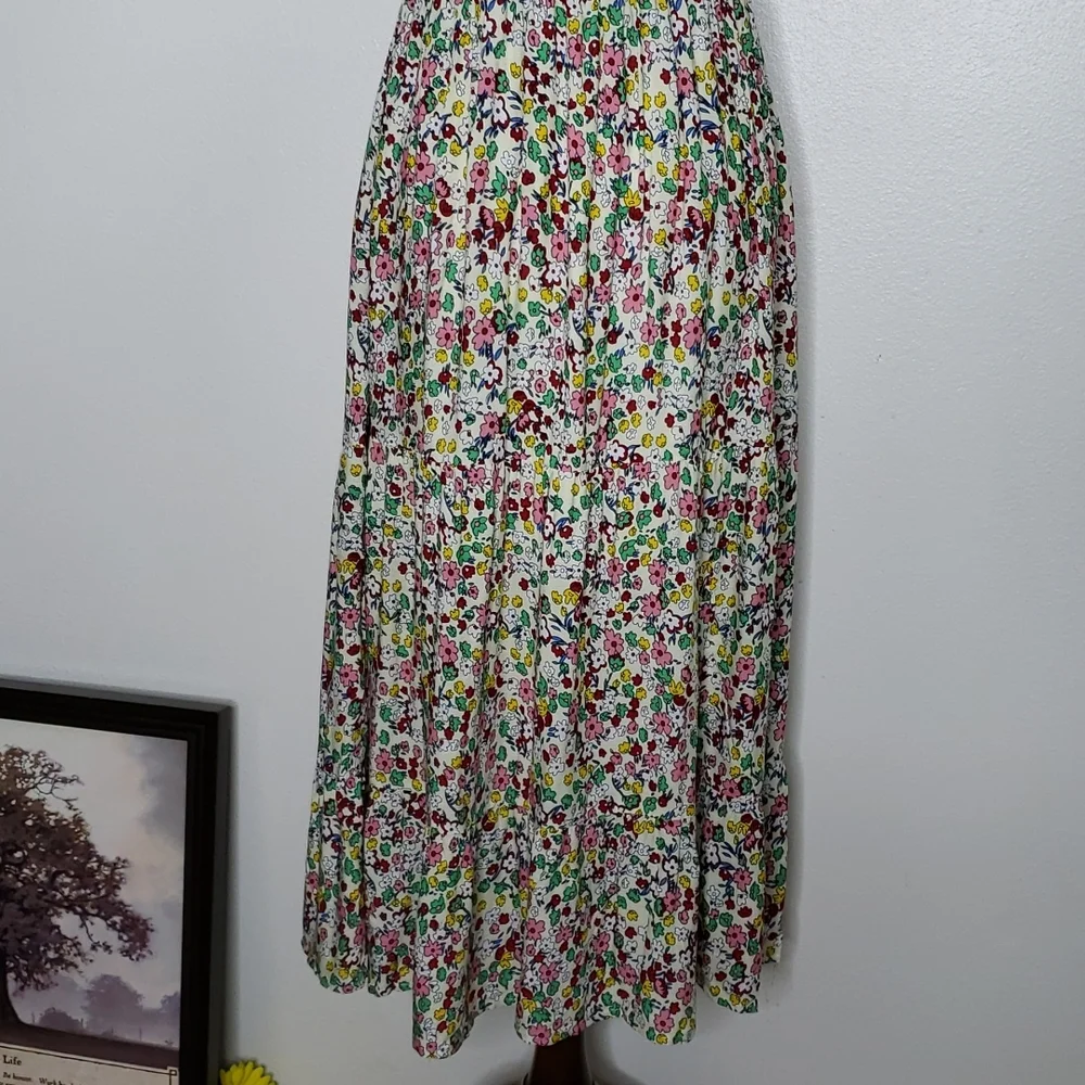 Boutique Boho Summer Floral Midi Dress Ruffle Calico Smocking Bohemian - Picture 7 of 14